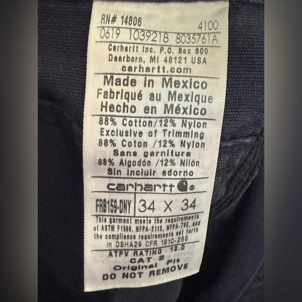 Carhartt Men’s FR Work Wear Utility Jeans Blue Denim Size 34x34‎